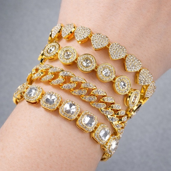 Jewelry - Gold Crystal-Accent Women’s Bracelet 4 piece Set 7inch